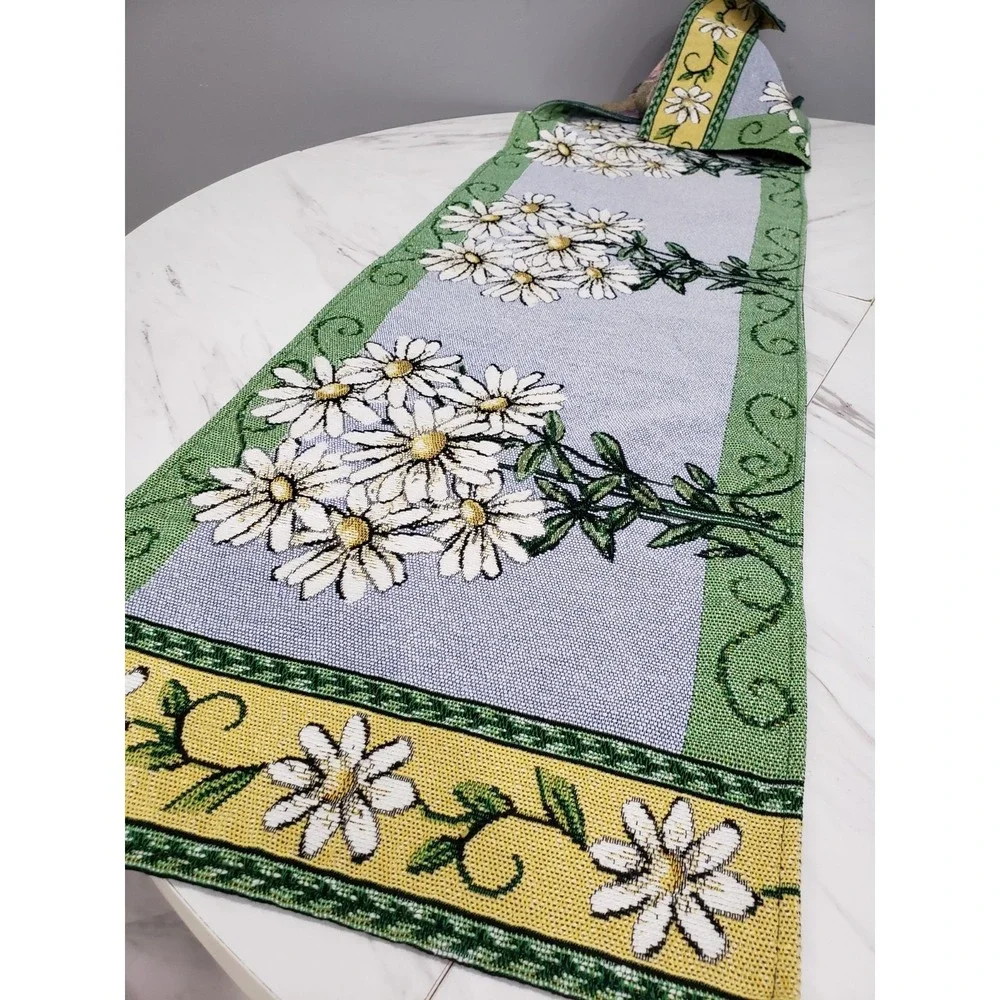 Jacquard Tapestry Table Runner Sunflowers Floral garden cottagecore whimsical